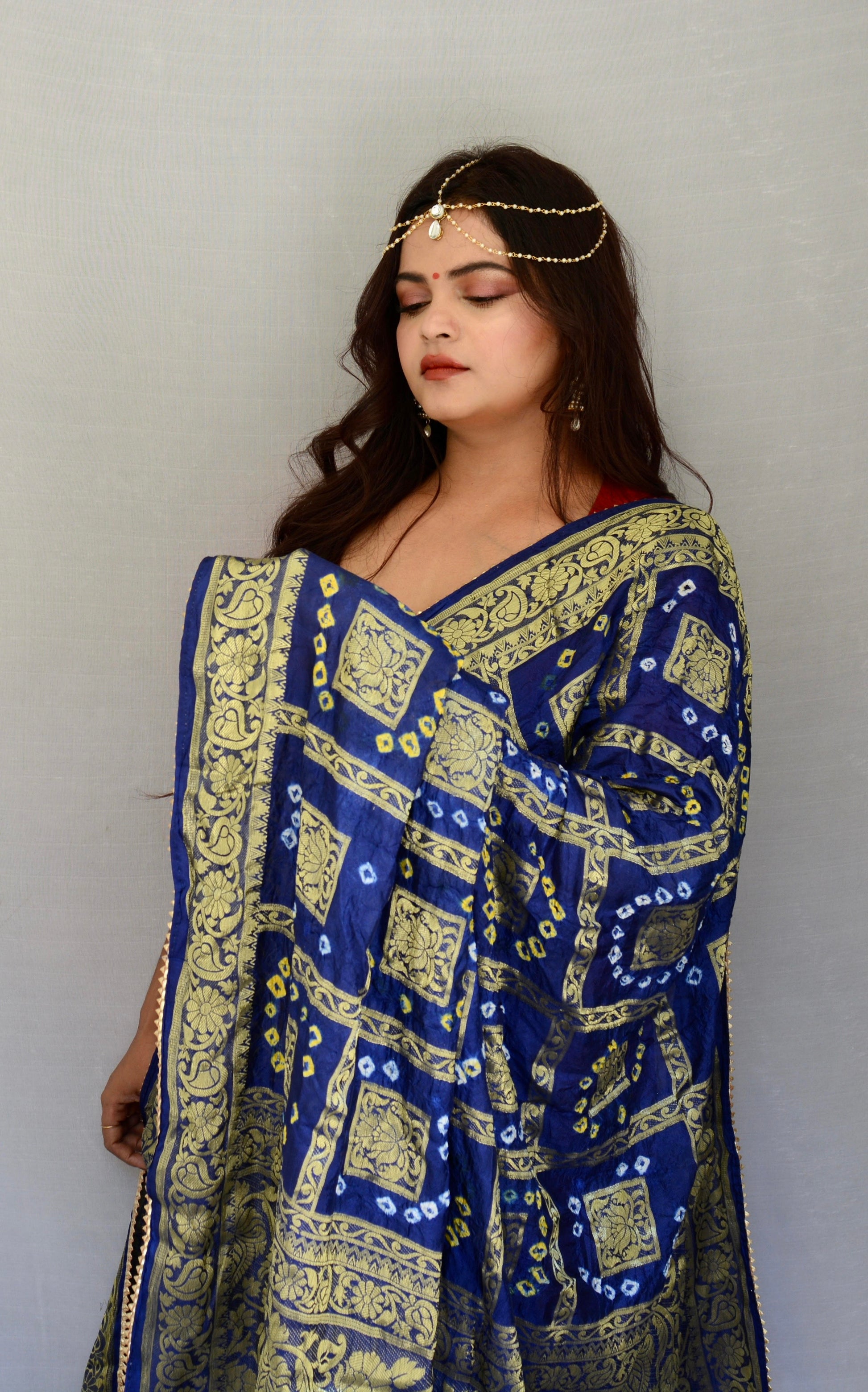 Blue Traditional Gharchola  Dupatta - Vaaniari