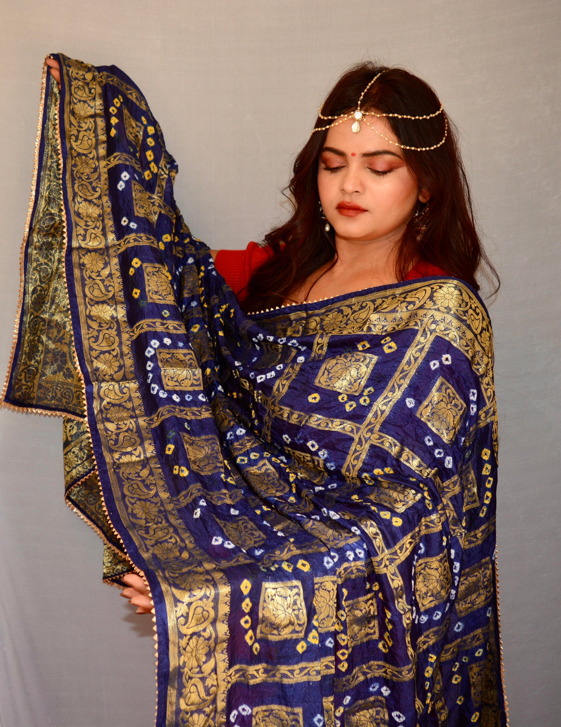 Blue Traditional Gharchola  Dupatta - Vaaniari