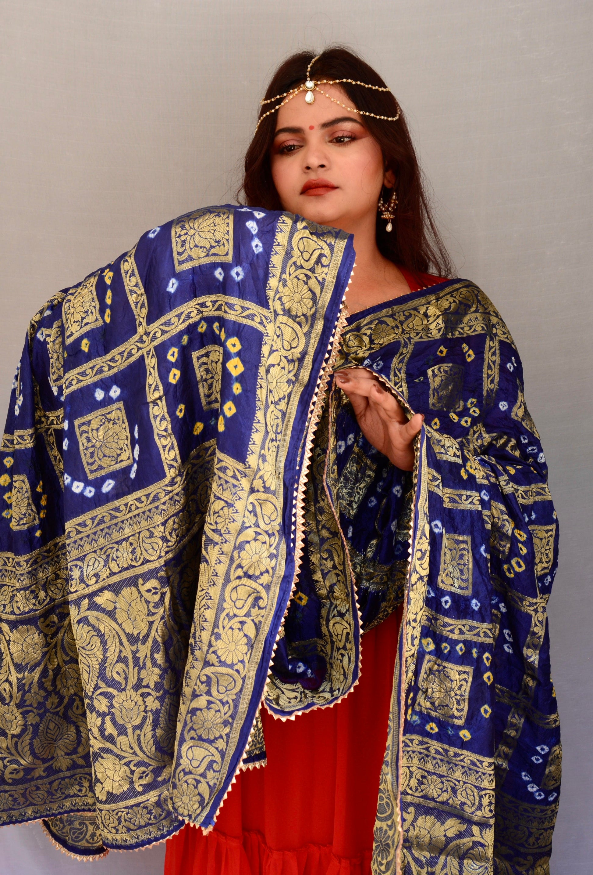 Blue Traditional Gharchola  Dupatta - Vaaniari