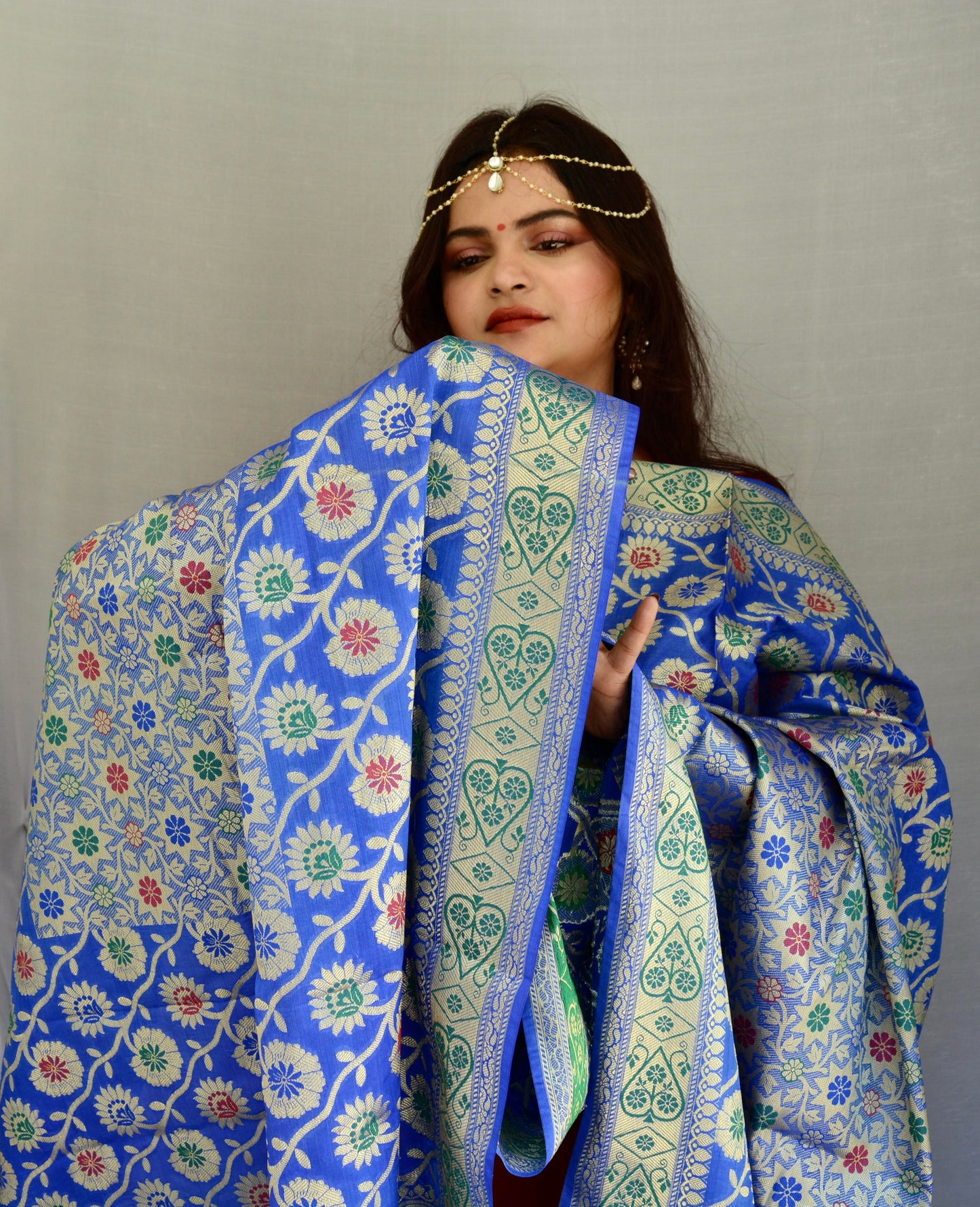 Heavy Brocade Blue Dupatta - Vaaniari