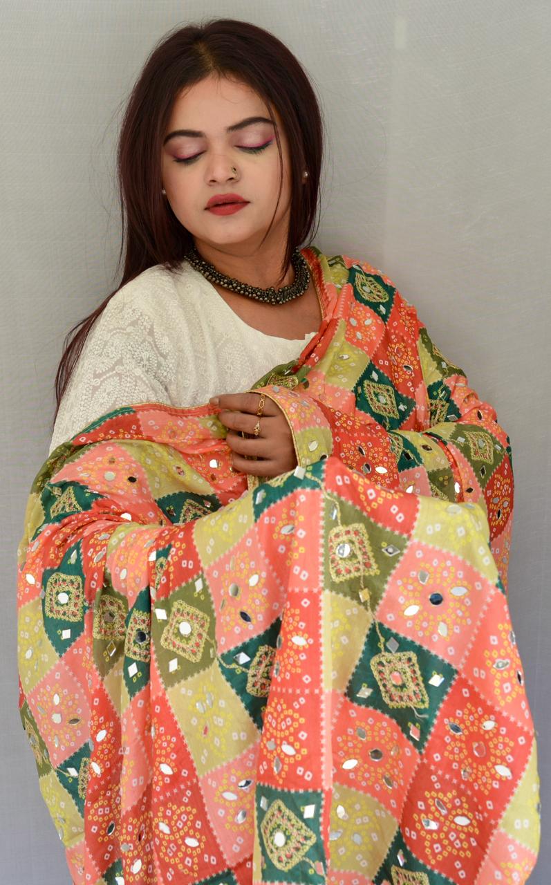 Pakistani  Mirrored square design dupatta - Vaaniari