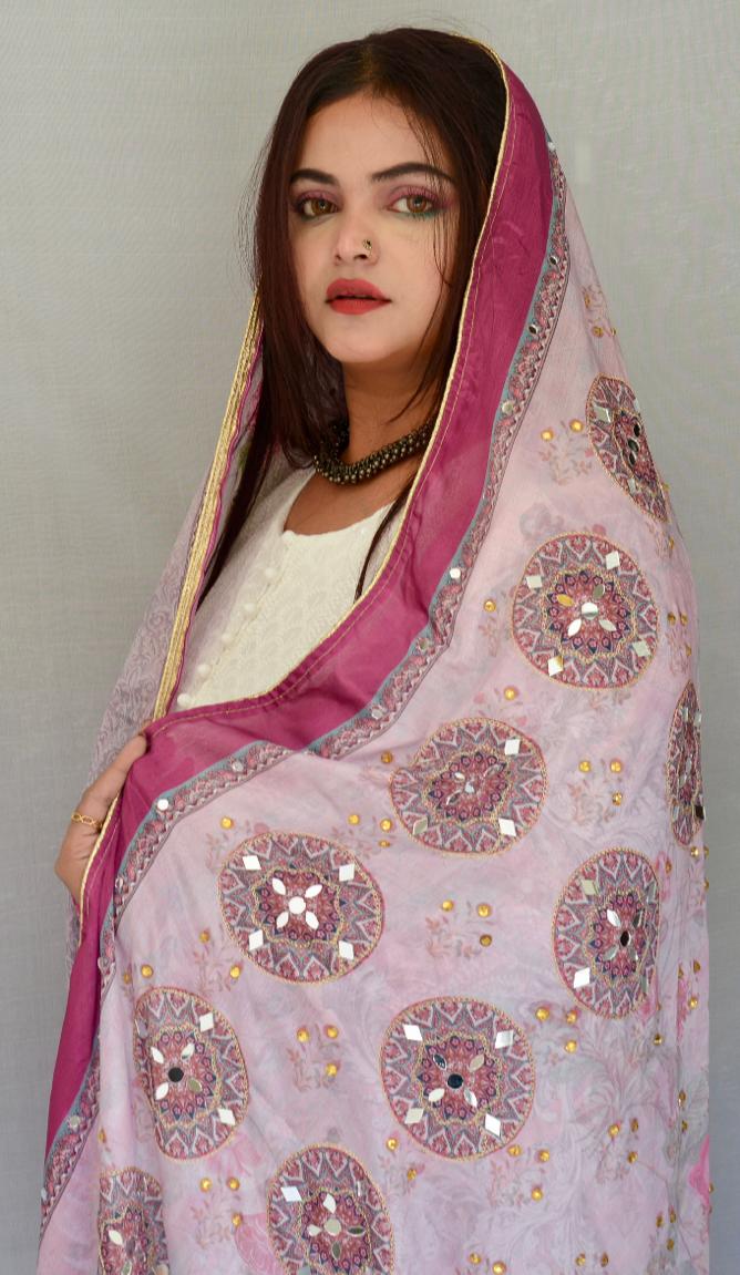 Gajeri Colored Pakistani Dupatta - Vaaniari