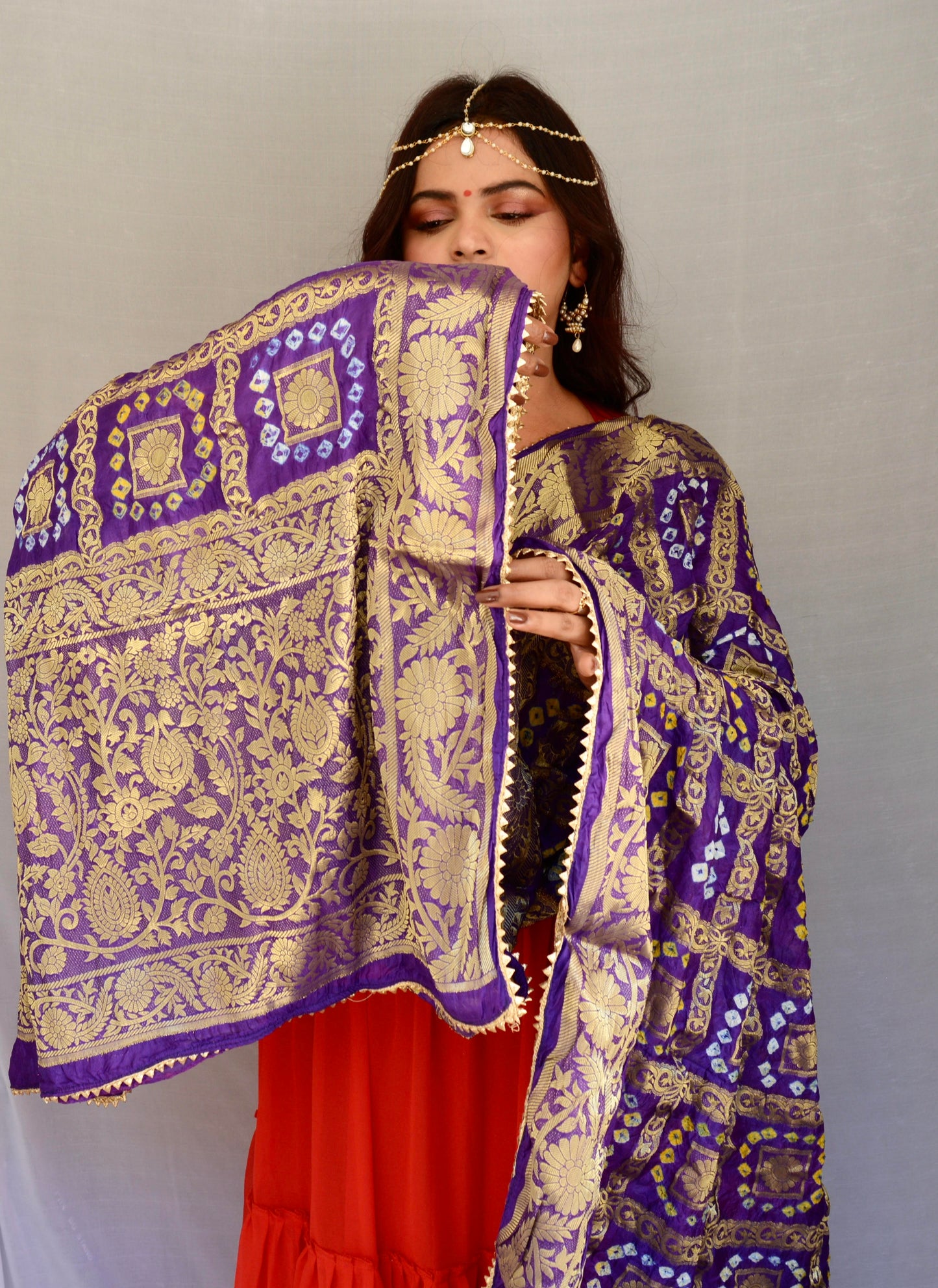 Purple Traditional Gharchola  Dupatta - Vaaniari