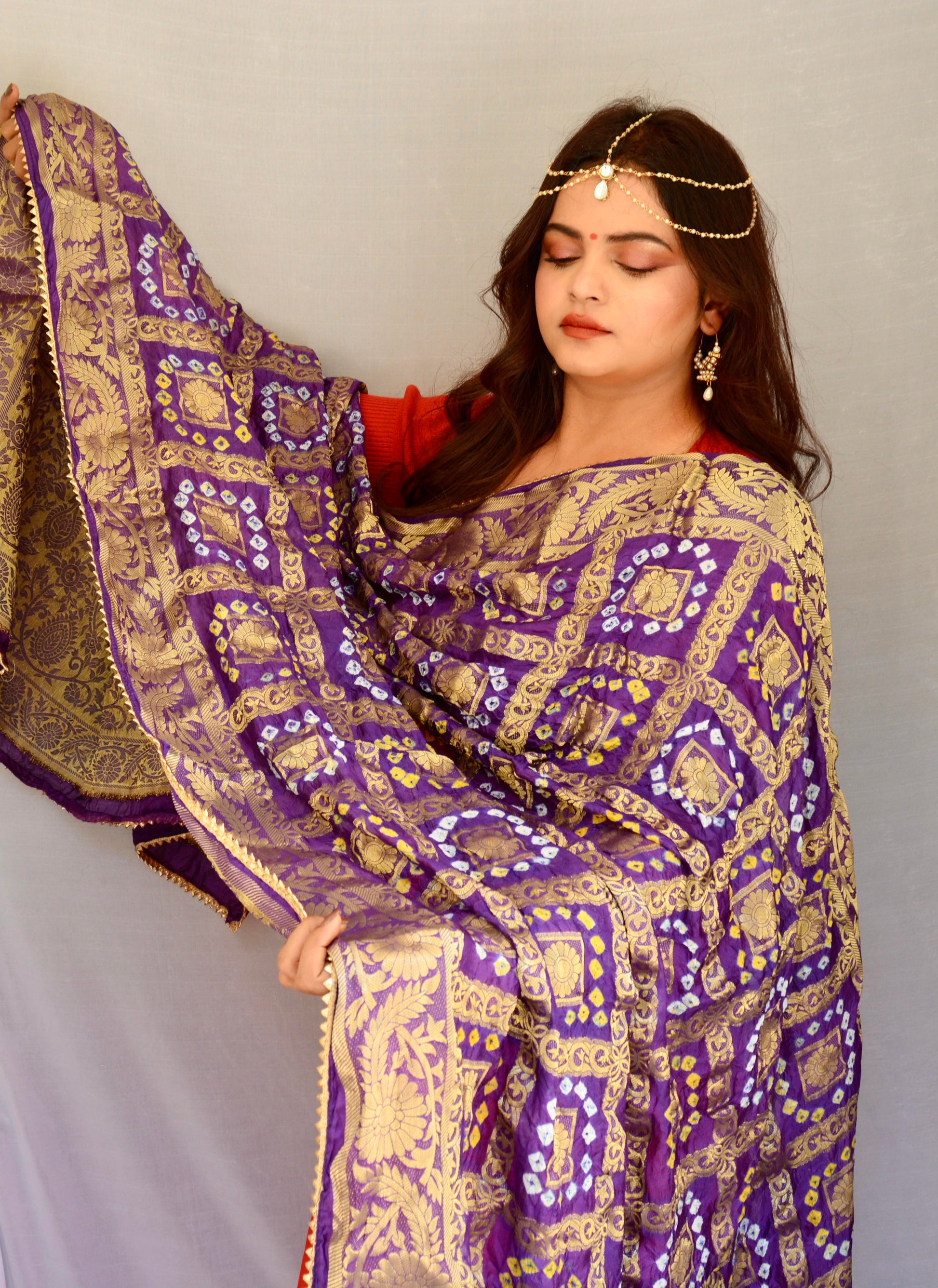 Purple Traditional Gharchola  Dupatta - Vaaniari